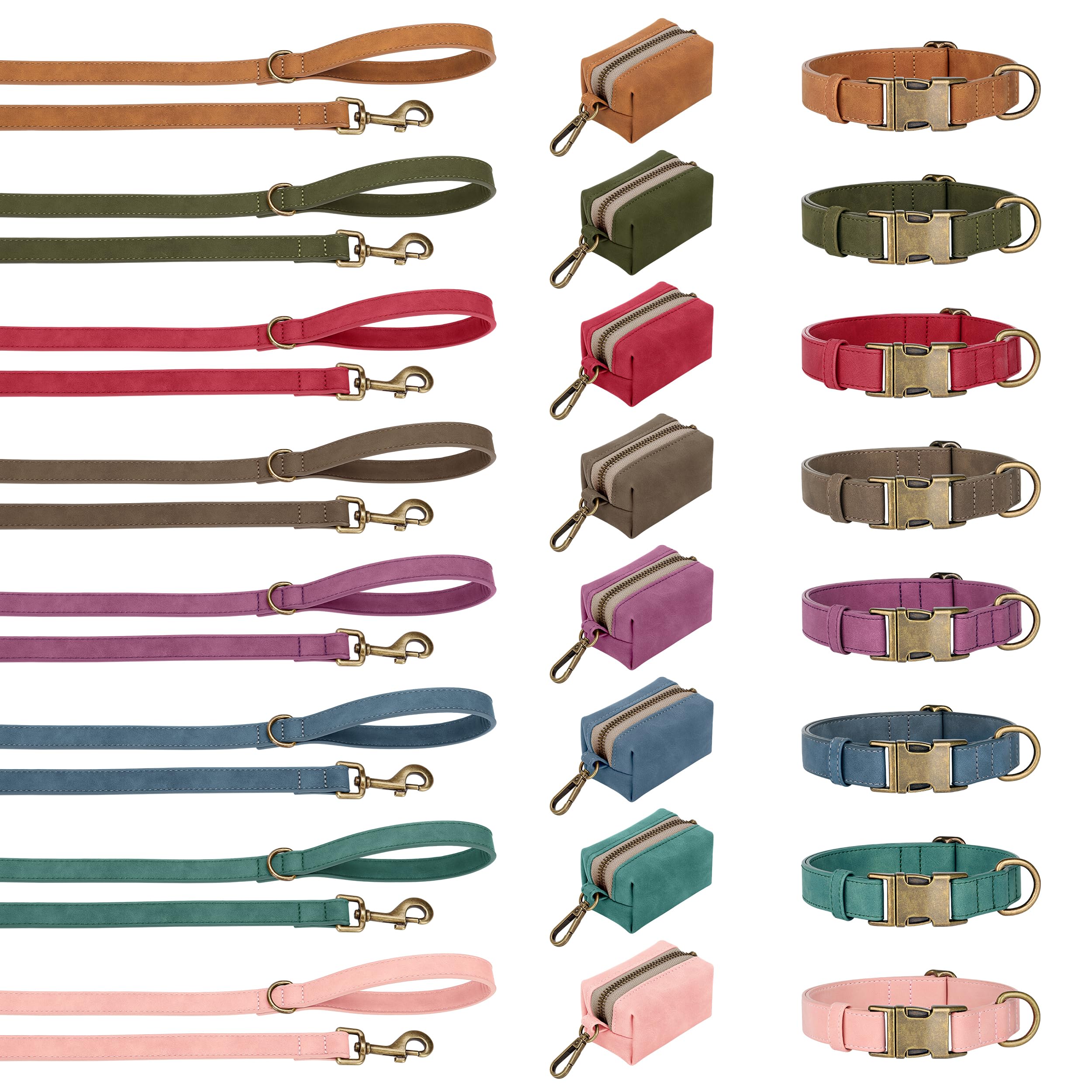 Didog soft PU leather dog collar color varieties showcase available colors