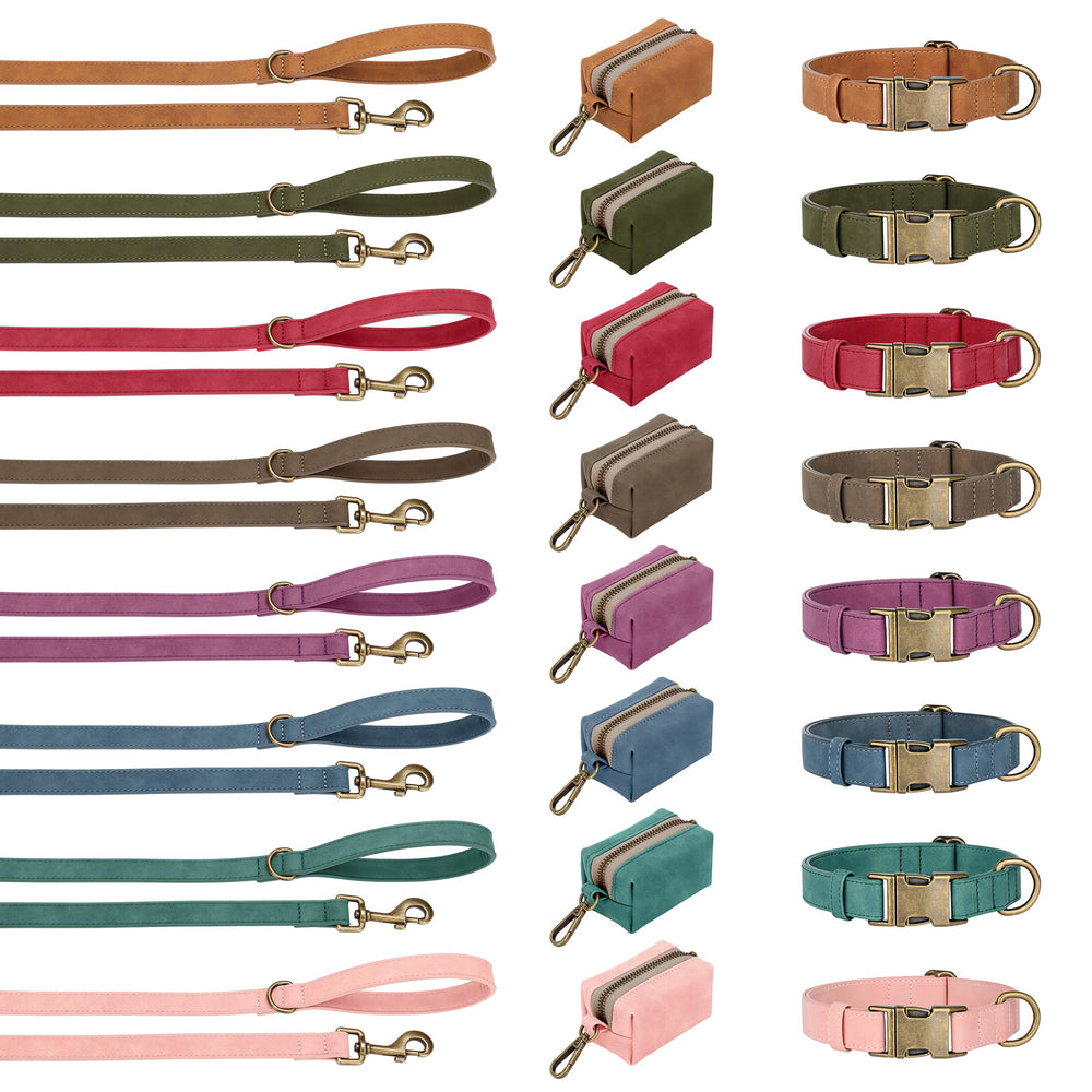 Didog soft PU leather dog collar color varieties showcase available colors