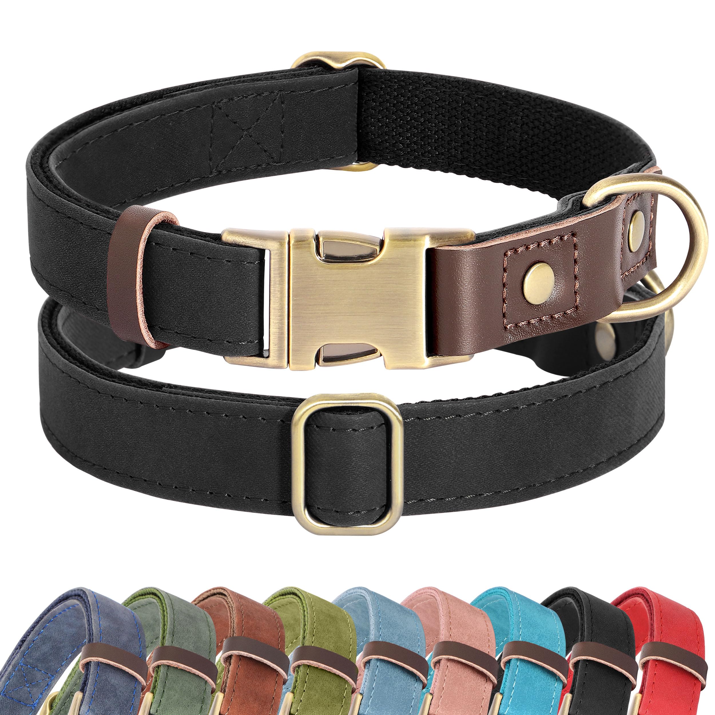 Didog soft PU leather dog collar front view for stylish daily walks