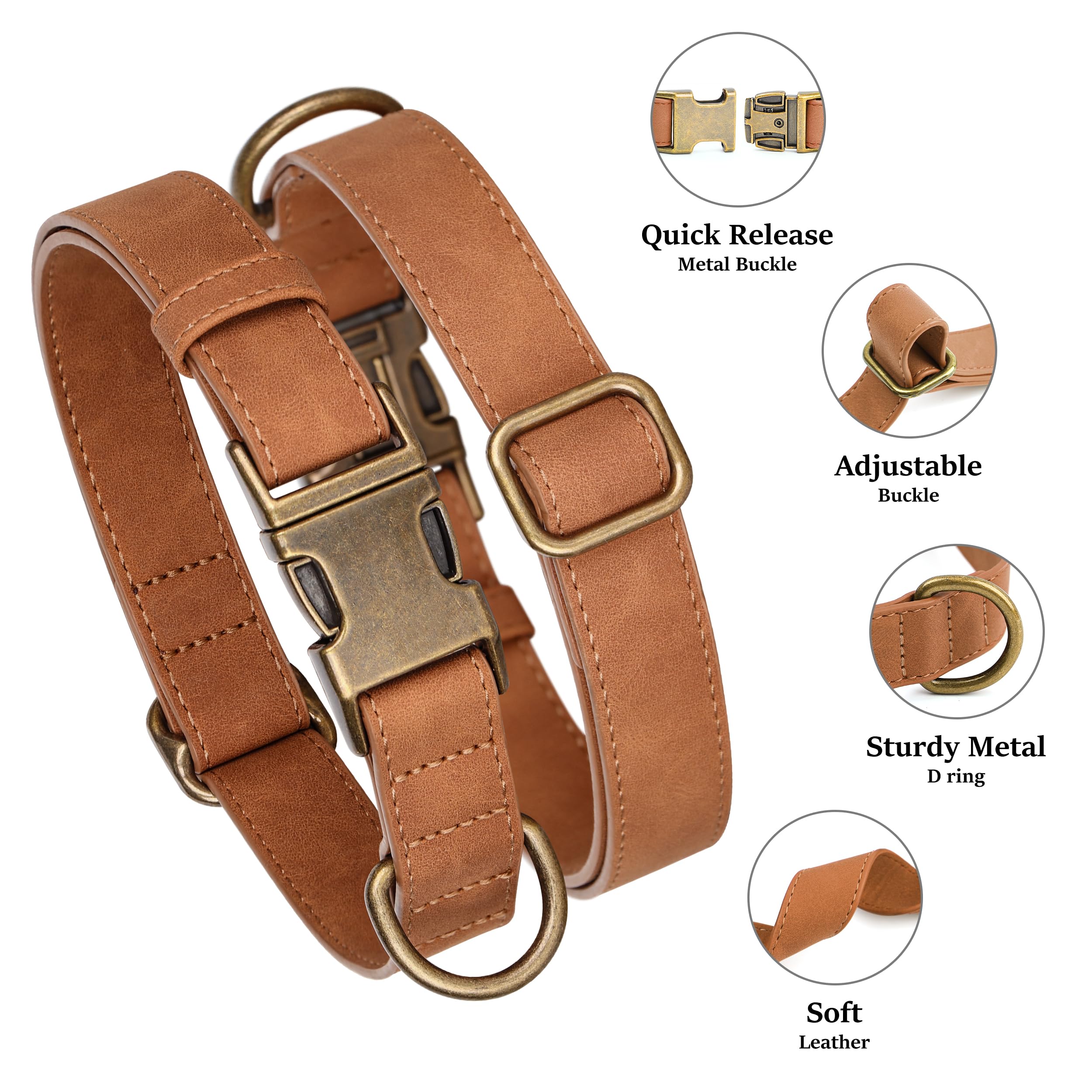 Didog soft PU leather dog collar on large dog during a walk