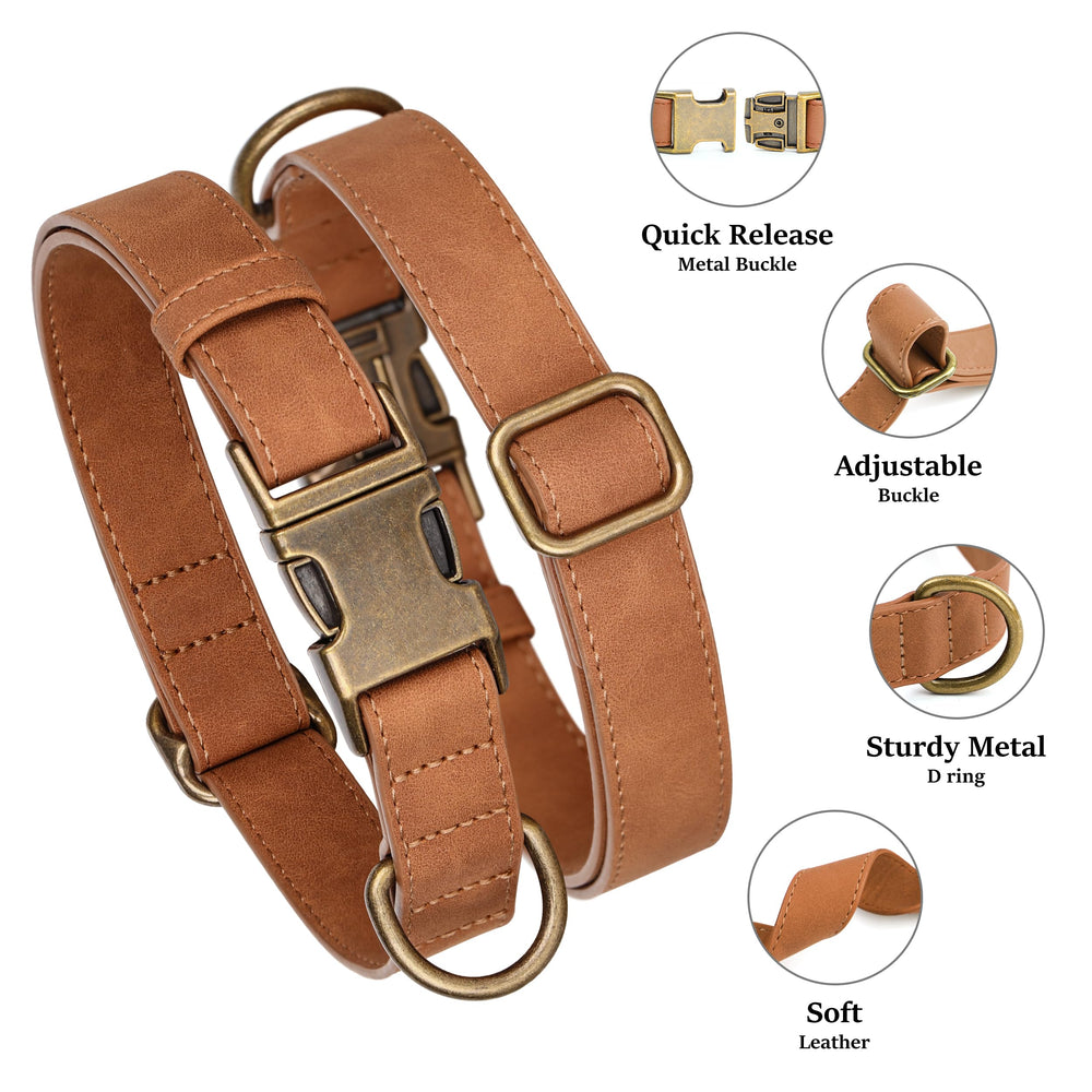 Didog soft PU leather dog collar on large dog during a walk
