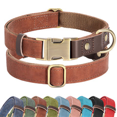 Didog soft PU leather dog collar in brown with comfortable fit for medium dogs