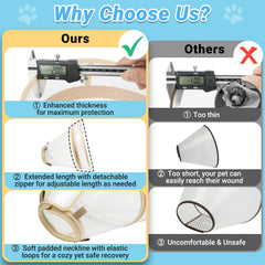 Didopet dog cone adjustable-length enables precise coverage for various wound locations.