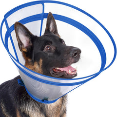 Didopet blue dog cone with detachable zipper extension for customizable length and wound protection