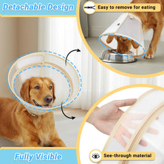 Didopet recovery collar with detachable zipper extension for a customizable length.