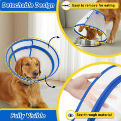 Didopet sturdy blue Elizabethan collar with soft edge cushion for comfort