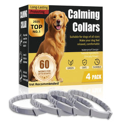 Die-matic calming collar packaging image shows convenient 4-pack for travel and storage