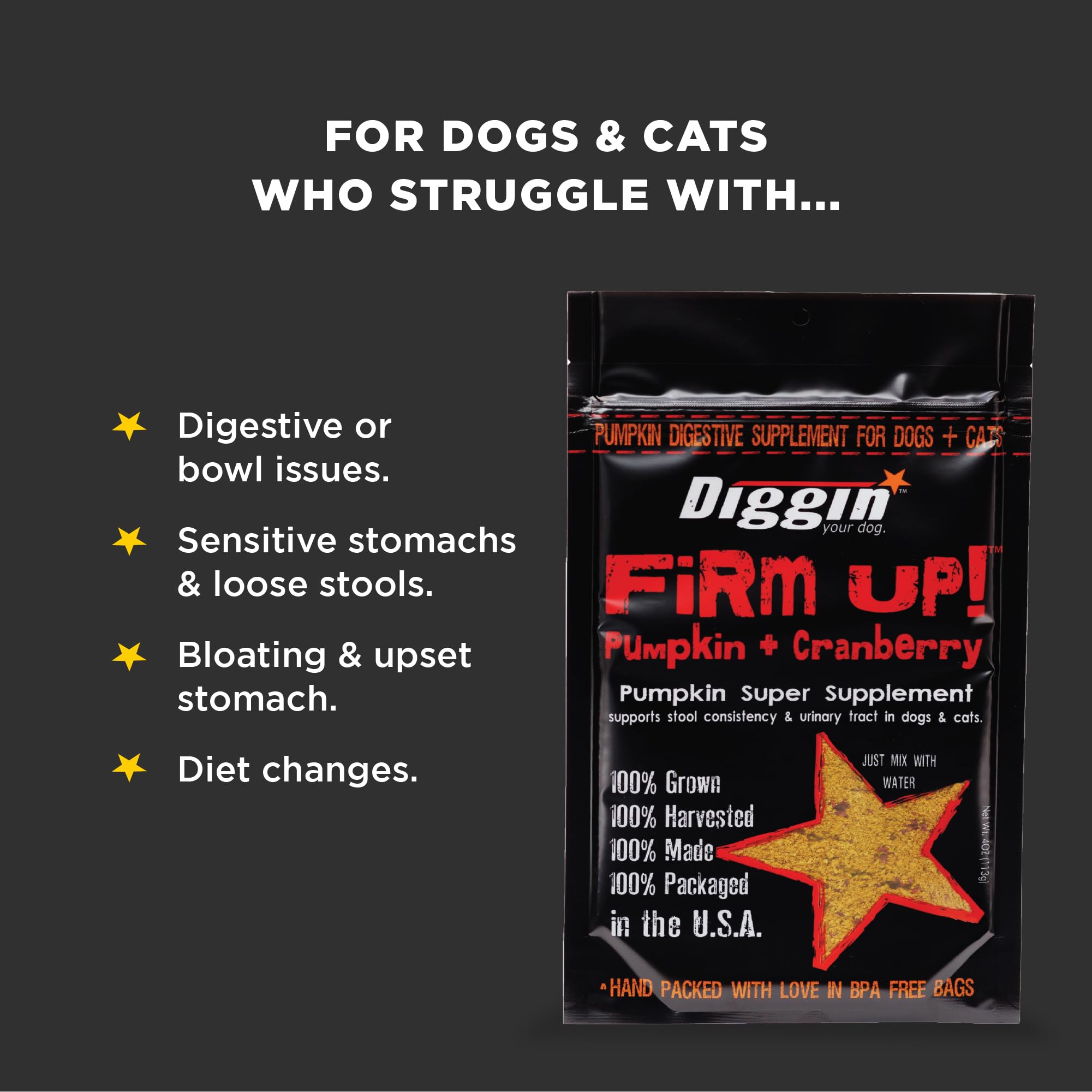 Digkin' Your Dog FiRM UP pectina de manzana para regular las heces.