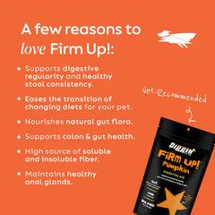 Diggin' Your Dog Firm Up 16oz bag highlighting fiber-rich pumpkin