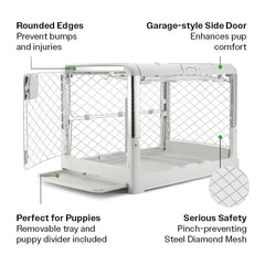 Diggs Revol crate wheels enable smooth relocation between rooms or car.