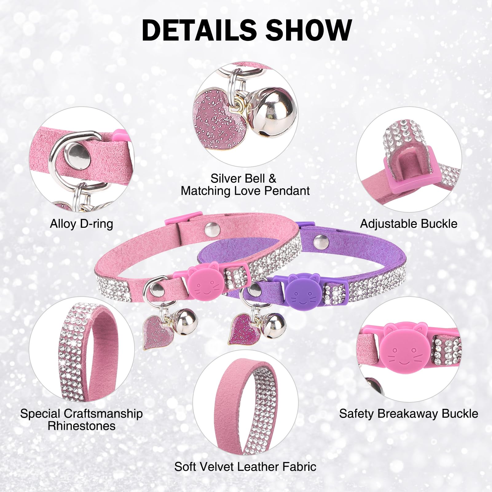 DILLYBUD breakaway cat collar with safety buckle promotes quick release during play.