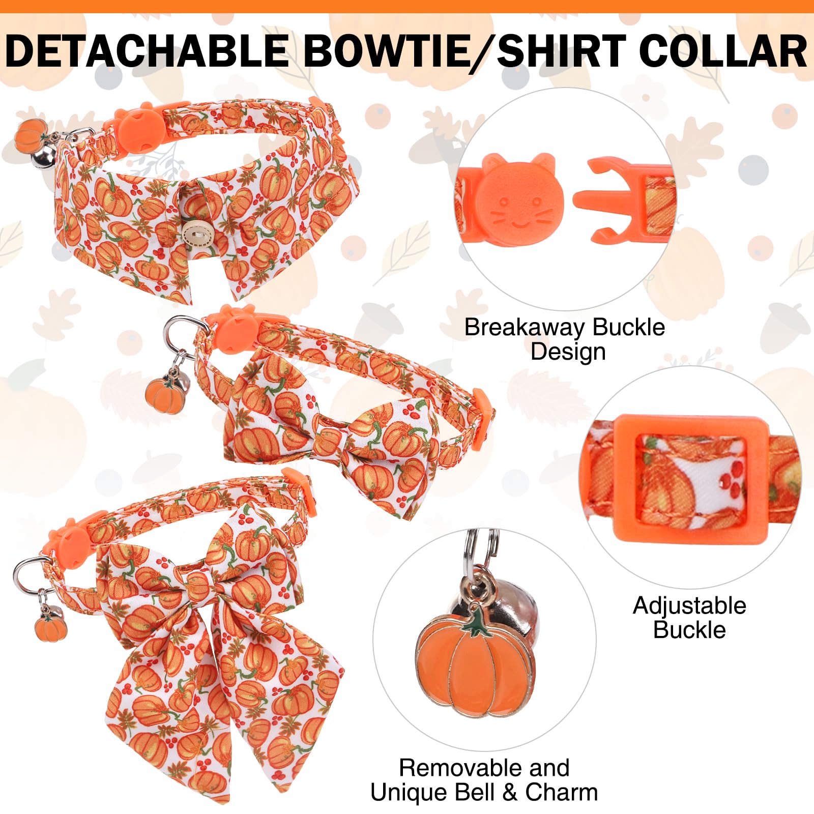 DILLYBUD cat collar bow-tie orange highlights festive style and daily wear.