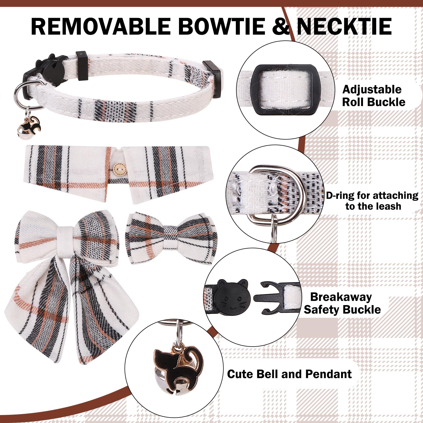 DILLYBUD bowtie-beige collar closeup showcases cute design for festive photos.
