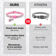 DILLYBUD heart-design cat collar adds personalized charm for everyday wear.