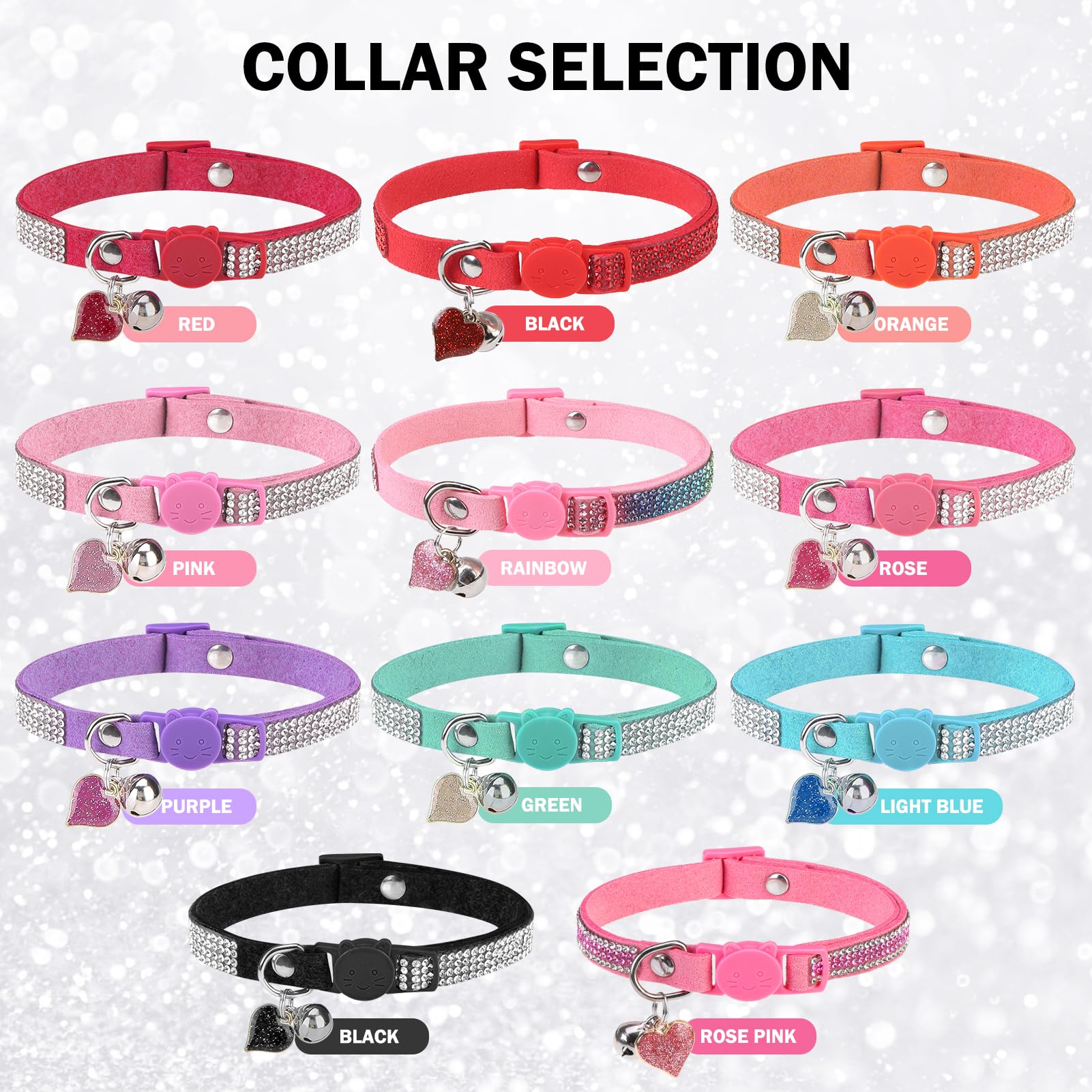 Paquete de dos collares rosa, ideal como regalo para amantes de gatos.