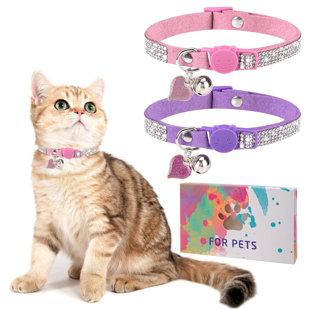 DILLYBUD rhinestone cat collar with bell adds sparkle and easy pet locating.