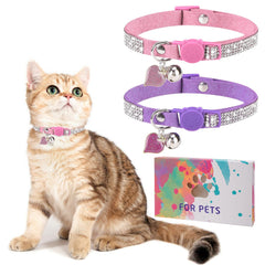 DILLYBUD rhinestone cat collar with bell adds sparkle and easy pet locating.