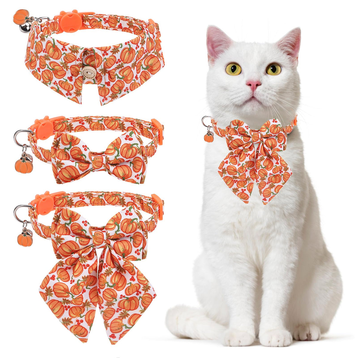 DILLYBUD Thanksgiving cat collar with buckle shows safe breakaway design for adventures.