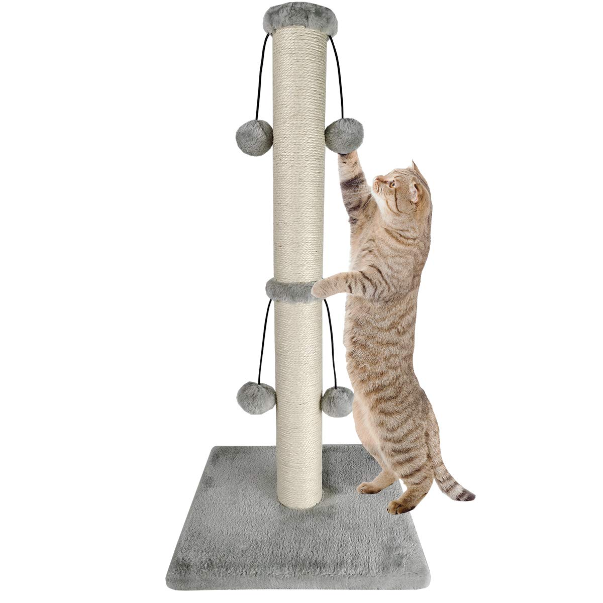 Dimaka 29in cat scratching post in gray, full-view promotes healthy claws and play.