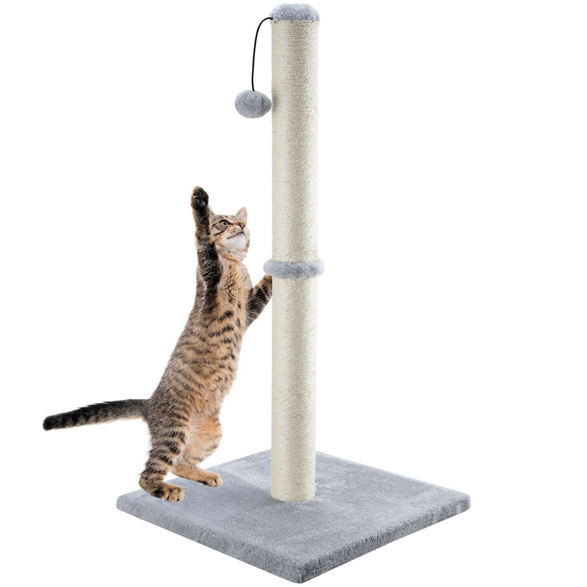 Dimaka 34-inch tall cat scratching post provides vertical space for large cats.