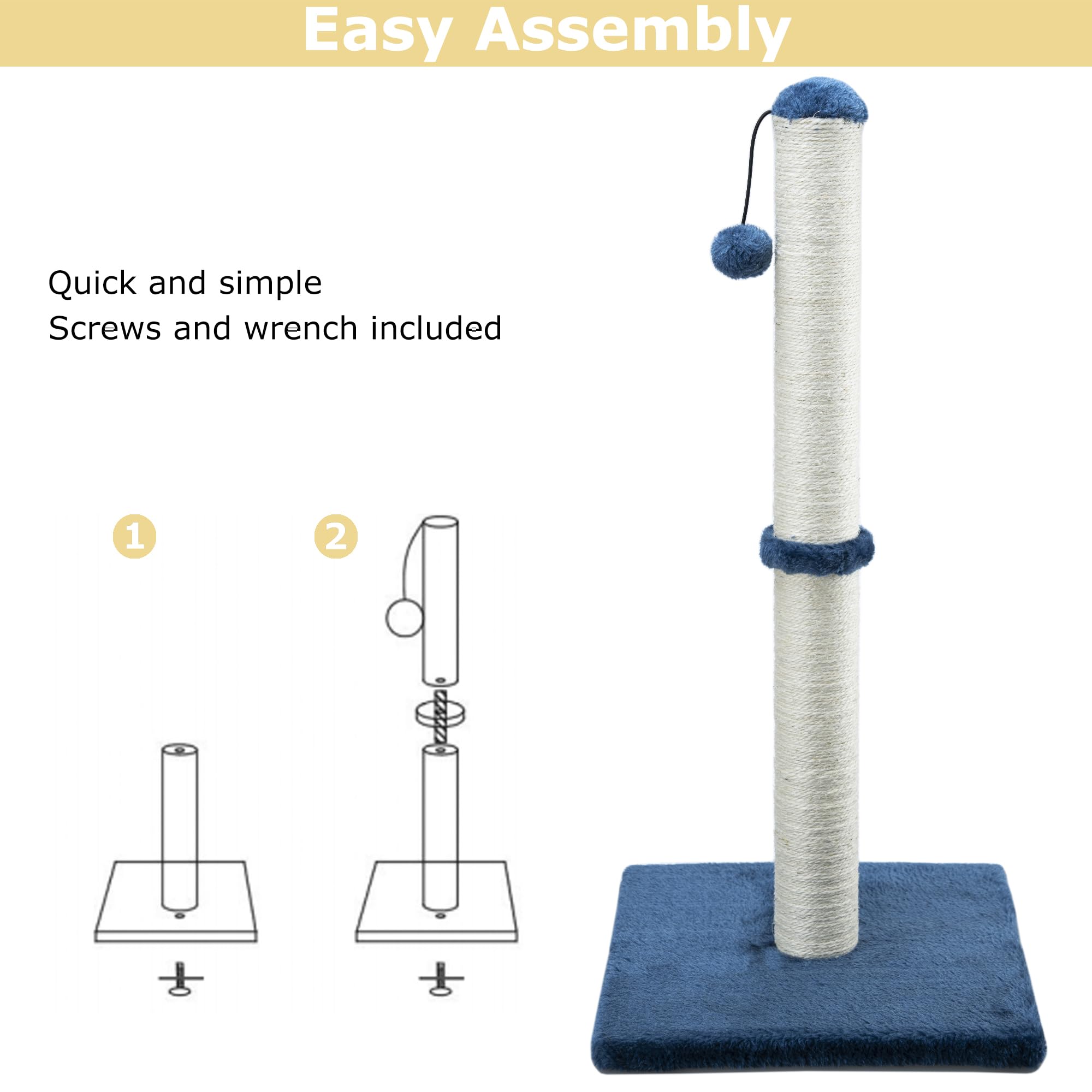 Dimaka easy-assembly vertical cat scratching post with included tools