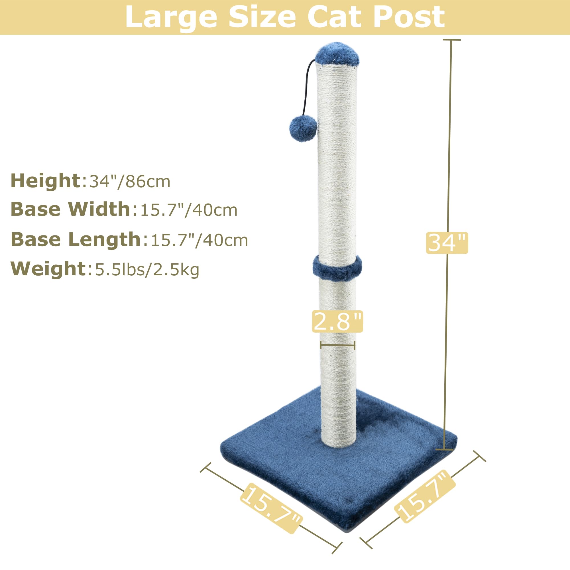Dimaka cat scratching post with sisal rope offering durable claw sharpening and play