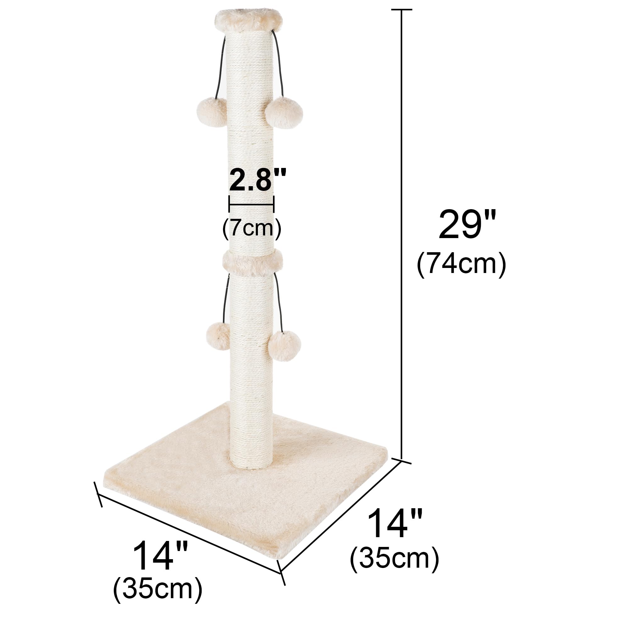 Dimaka natural sisal rope scratch post tube, durable surface for claws