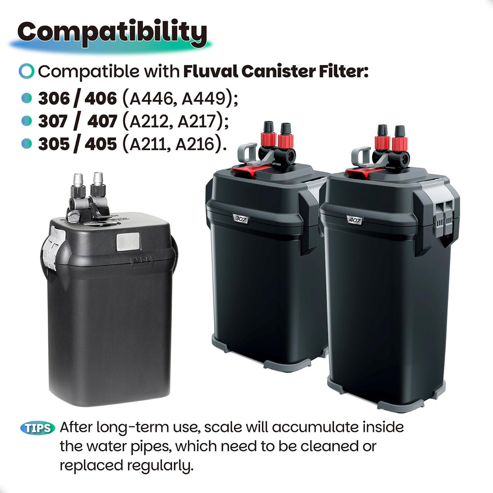 Dimakung A20015 compatibility-fluval-306-406 confirms fit with Fluval 306/406 pumps.