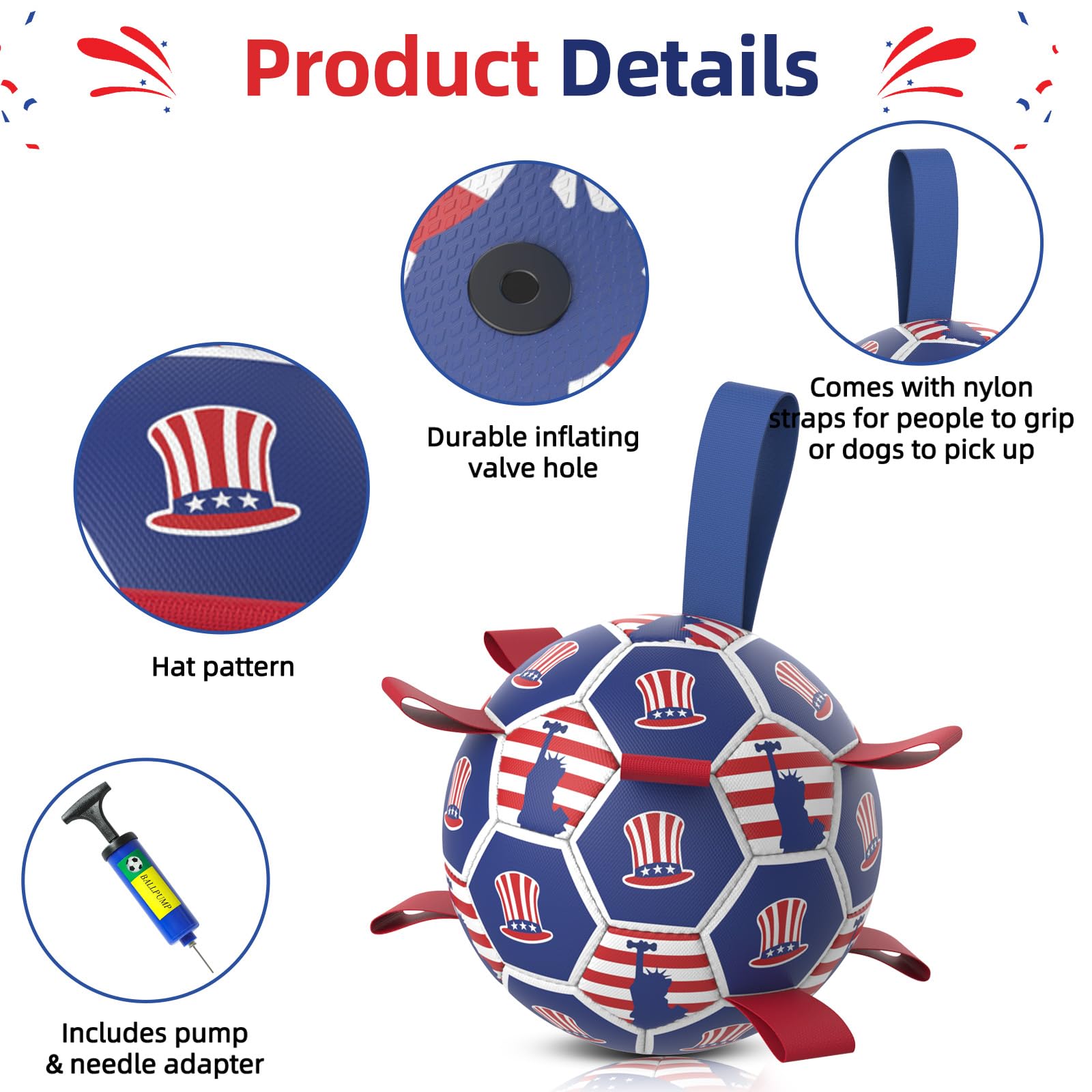 Diman dog soccer ball air-pump-included shows convenient on-the-go inflation support.