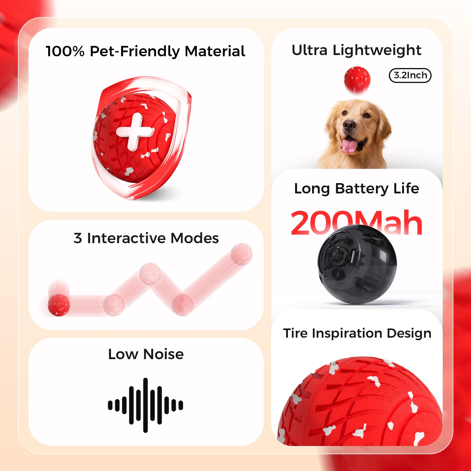Diman interactive dog ball made with E-TPU material for lightweight, durable fun