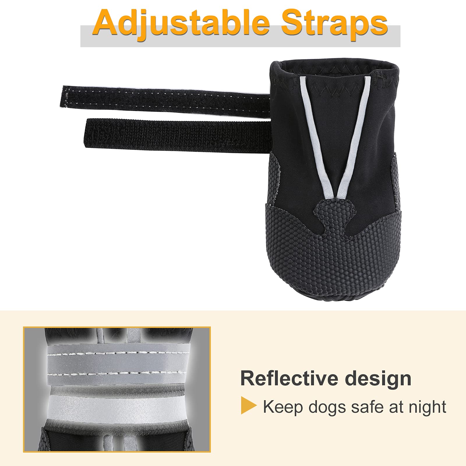 Dimicoo dog boots with reflective straps boost nighttime visibility during walks