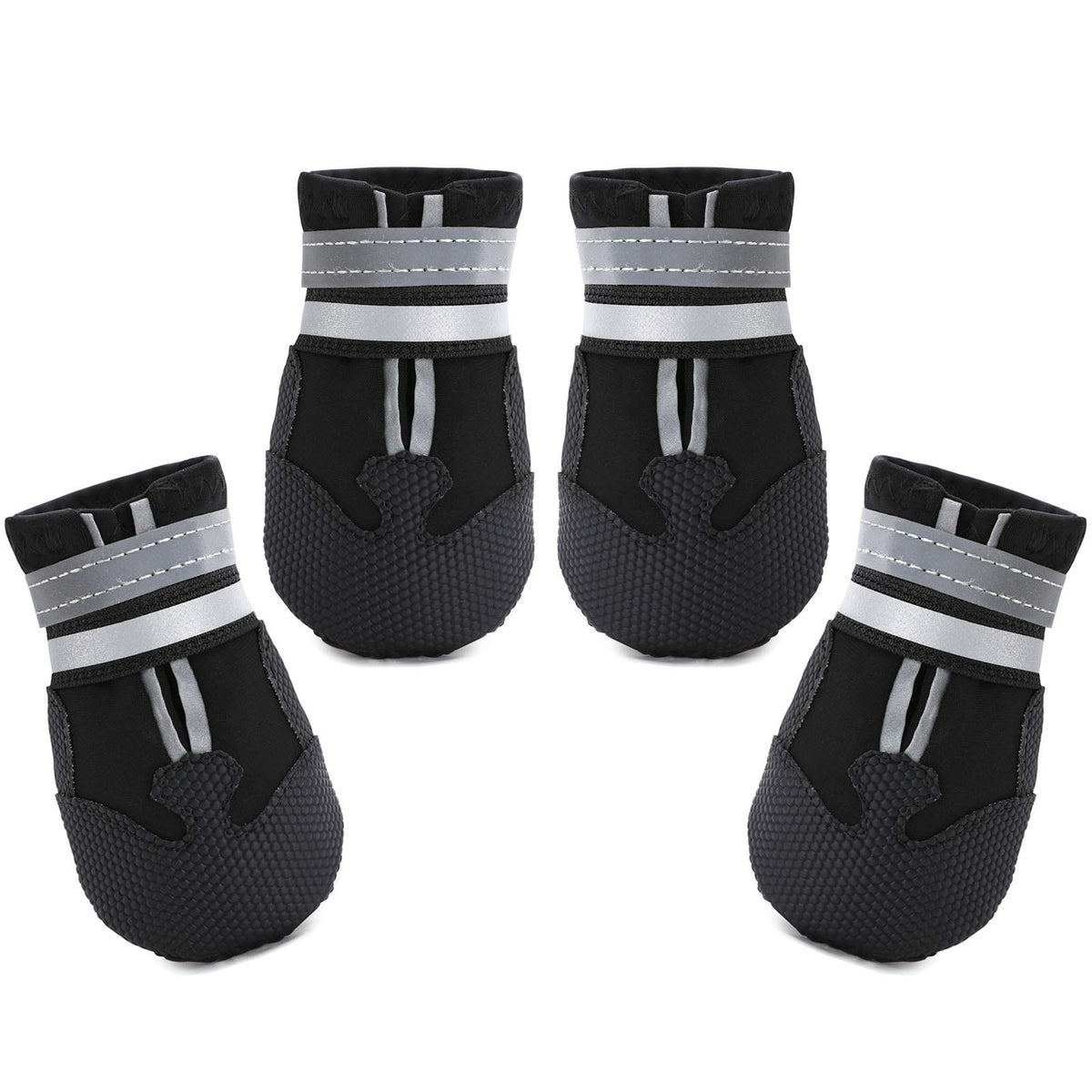 Dimicoo water-resistant dog boots guard paws in rain and snow during outdoor walks.