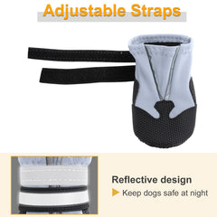 Dimicoo dog boots with reflective straps boost nighttime visibility.