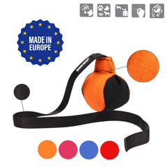 Dingo Gear long-handle tug-toy demonstrating secure grip during intense play.
