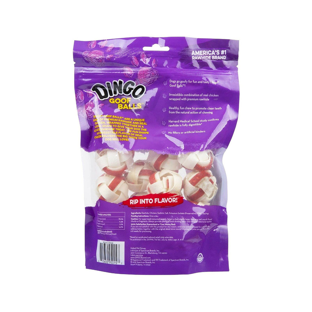 Dingo Goof Balls value-pack image shows 30-count bag for convenient dog treats