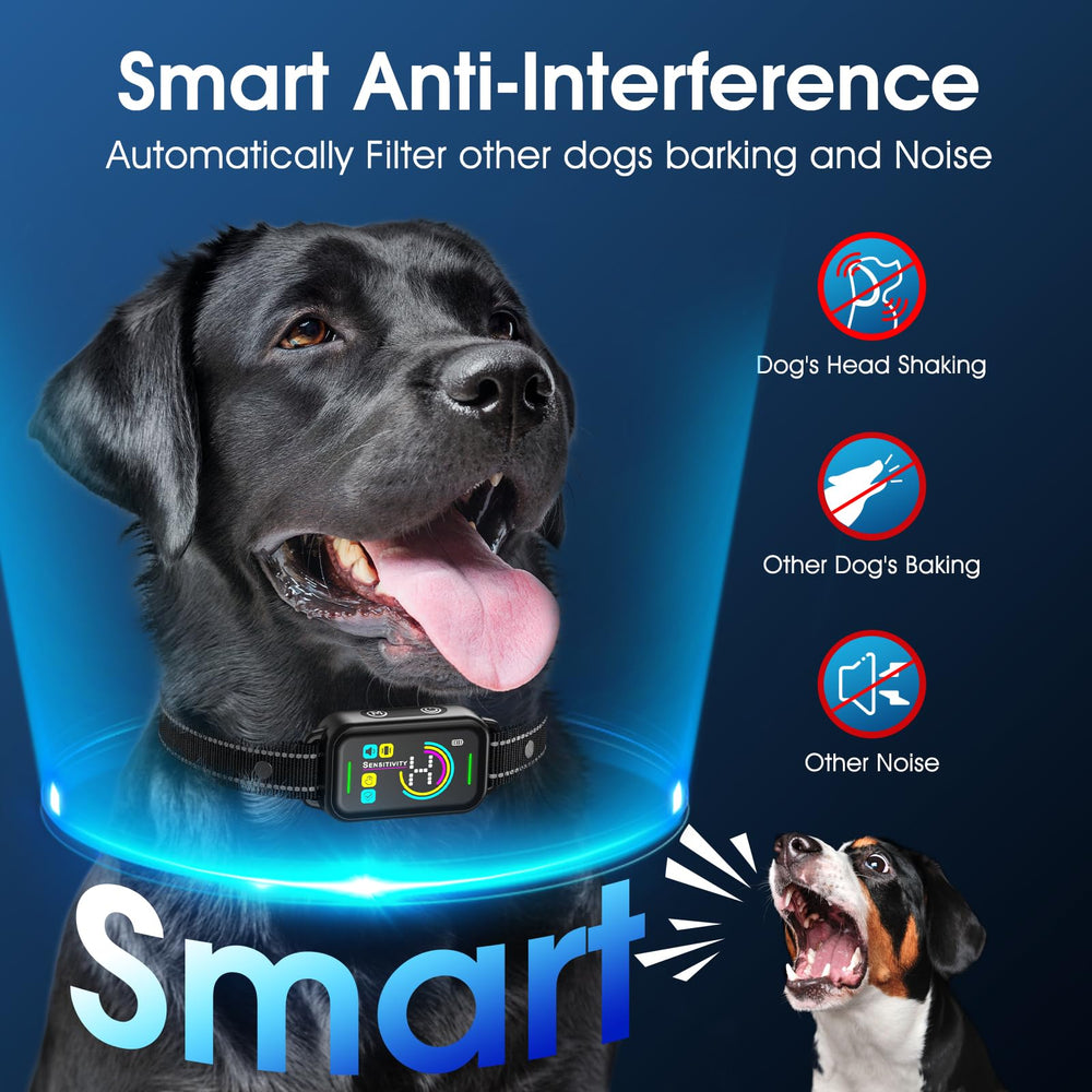 DINJOO dog bark collar display demonstrates battery status and charging readiness.