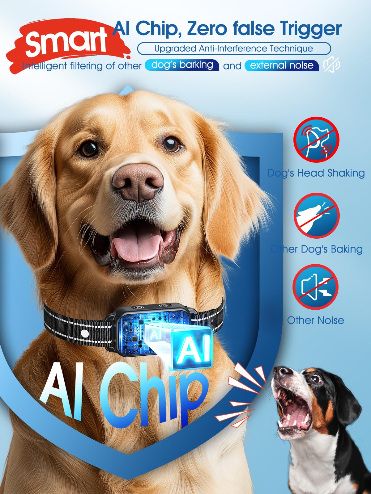 DINJOO Smart Bark Collar USB charging ensures fast recharge and long use