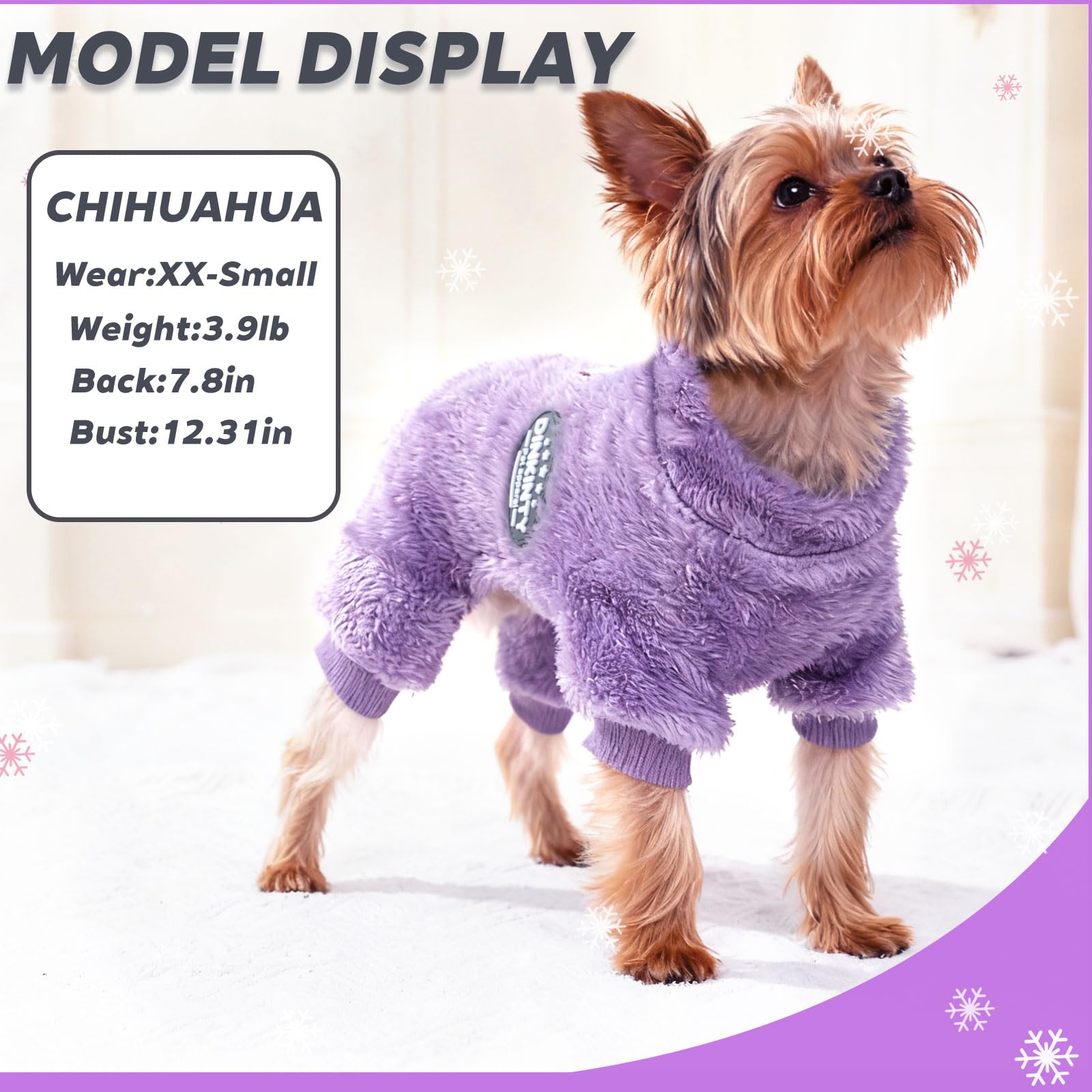 Dinkinty dog pajamas stretchy-fit for easy on-off in cold days.