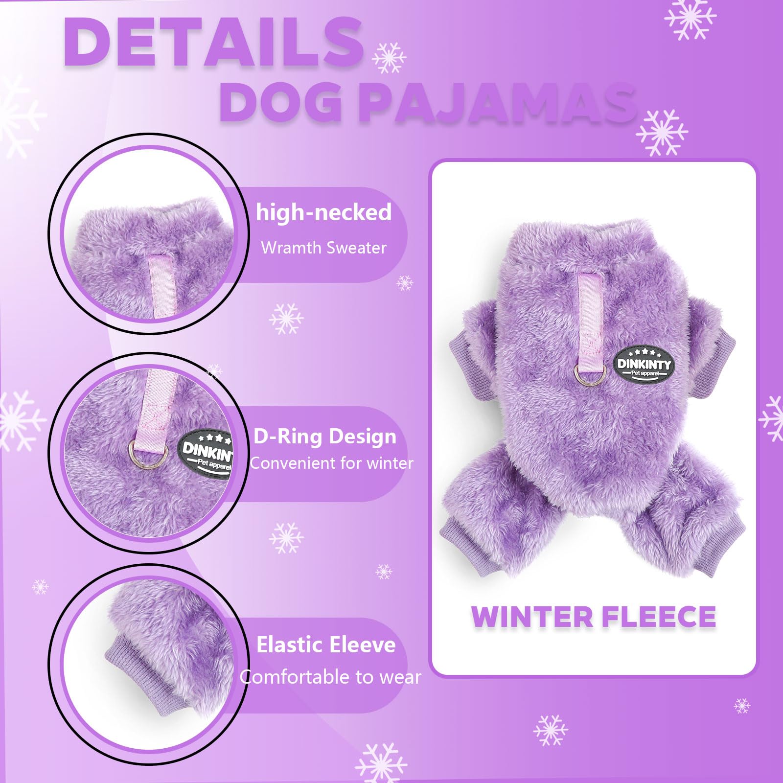 Dinkinty dog sweater full-body jumpsuit provides complete coverage.