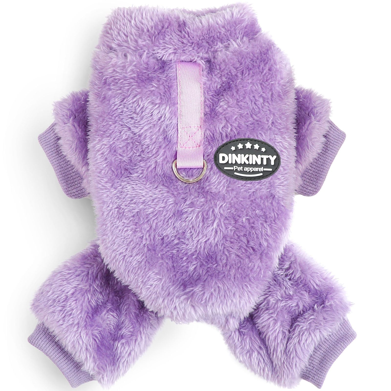 Dinkinty dog sweater purple XS back view for cozy winter coverage.