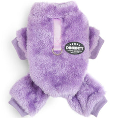 Dinkinty dog sweater purple XS back view for cozy winter coverage.