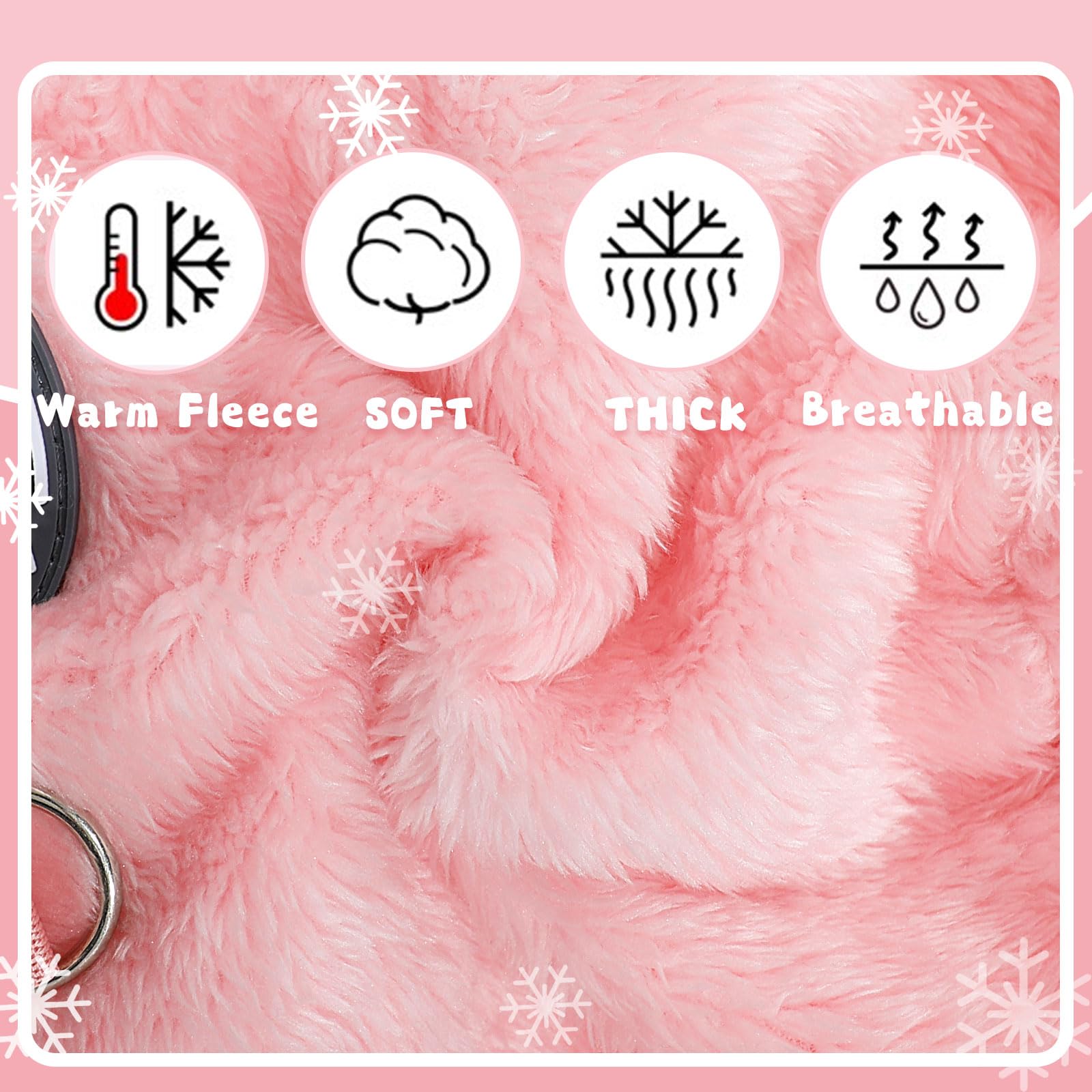 Dinkinty pink neck area close-up demonstrates snug secure fit.