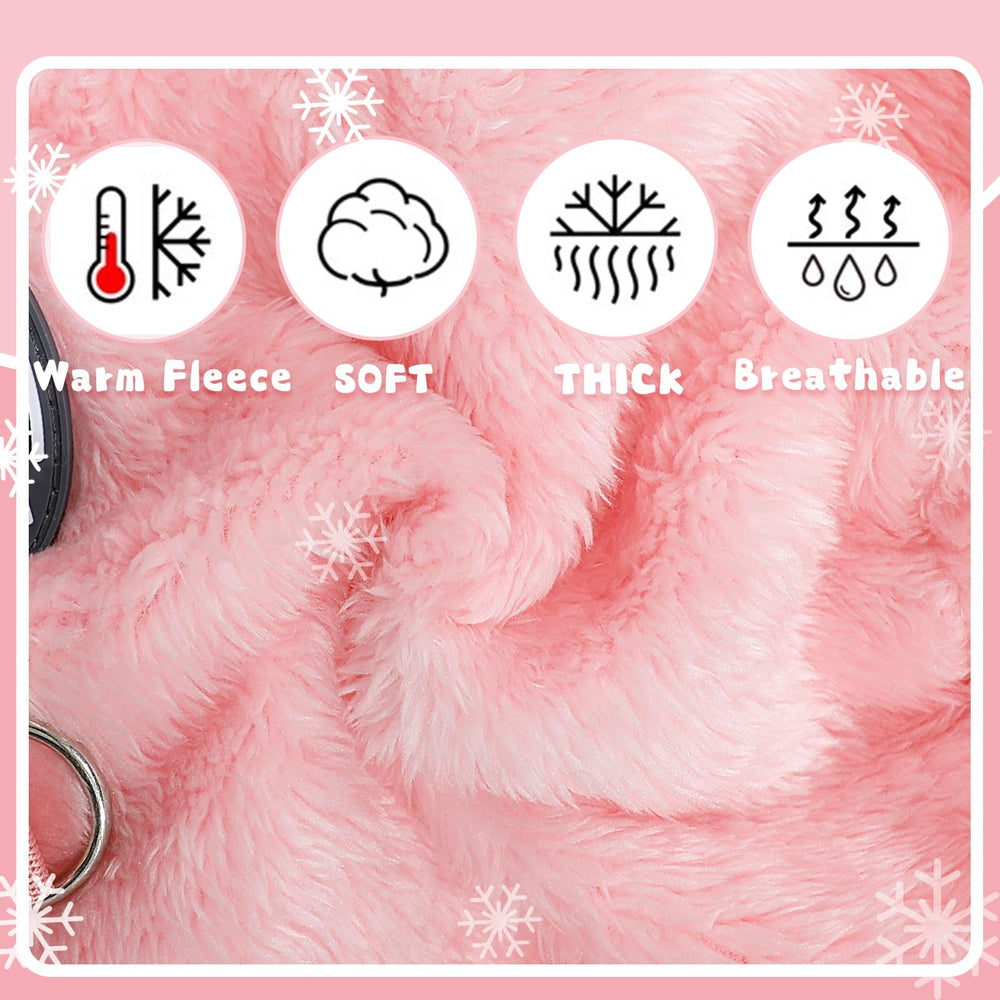 Dinkinty pink neck area close-up demonstrates snug secure fit.