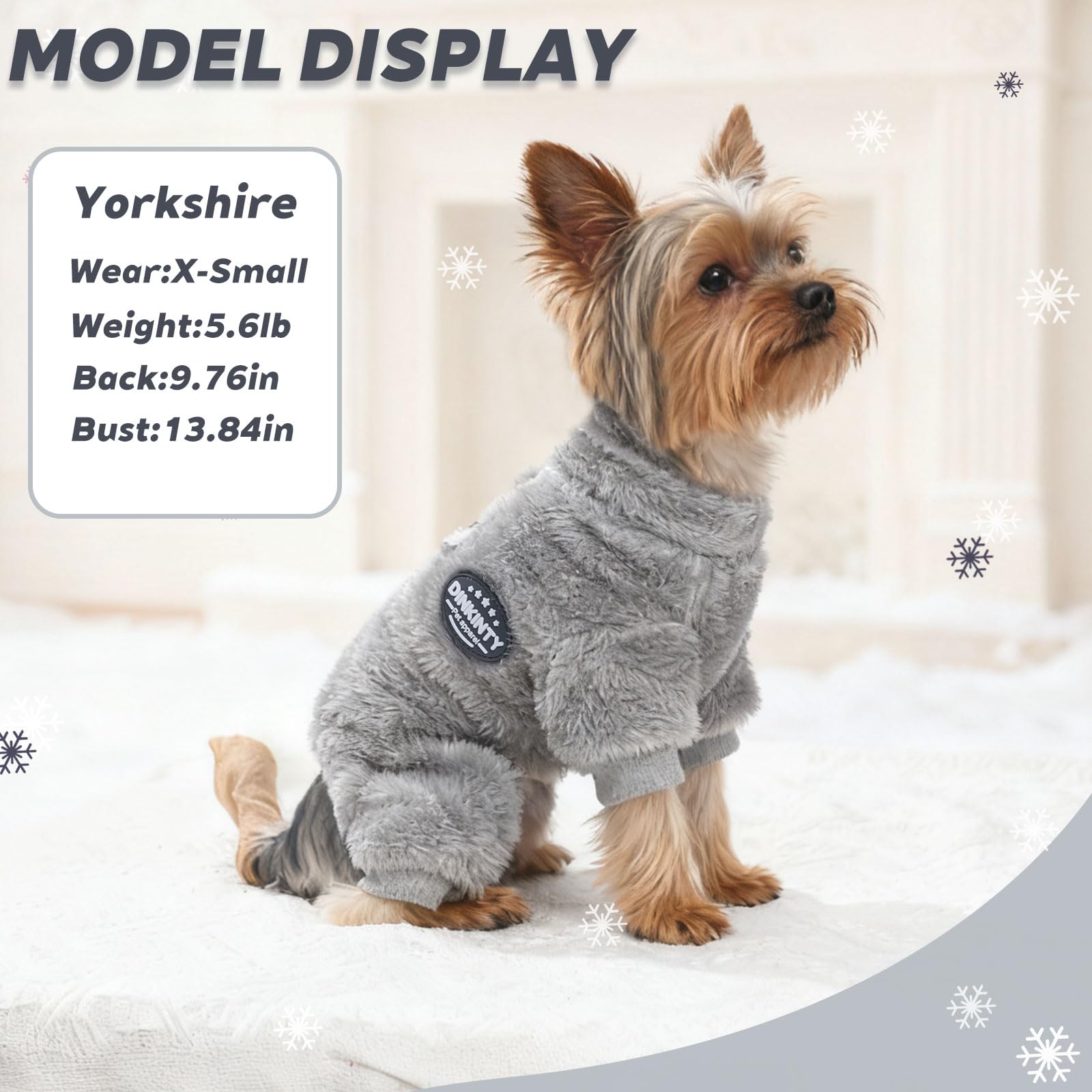 Dinkinty suéter para perro gris talla xs, libertad de movimiento en casa