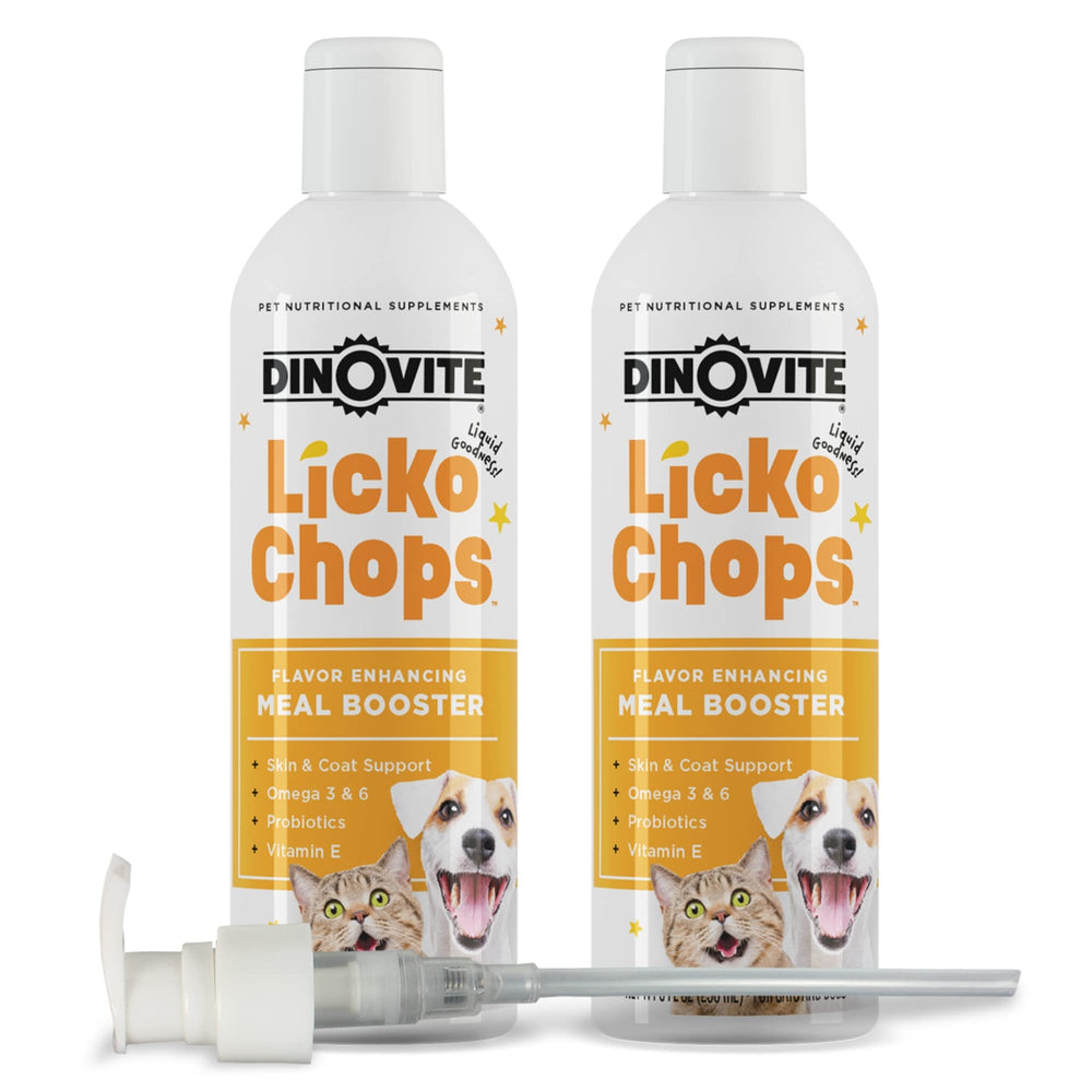 Dinovite Lickochops pump bottle for easy daily dosing and convenience.