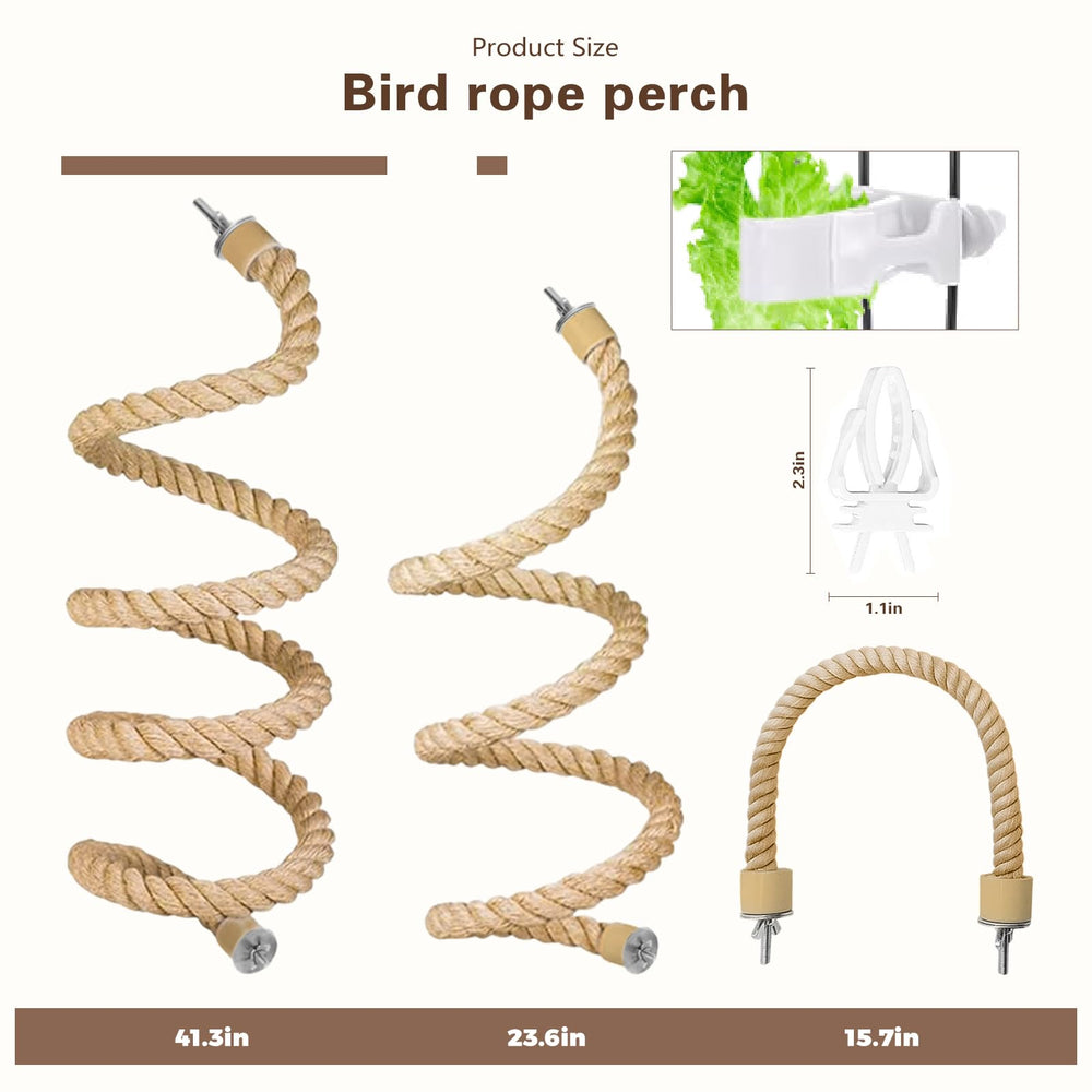 DINTSTYLE 23.62-inch bird rope perch offers multi-level perching options.