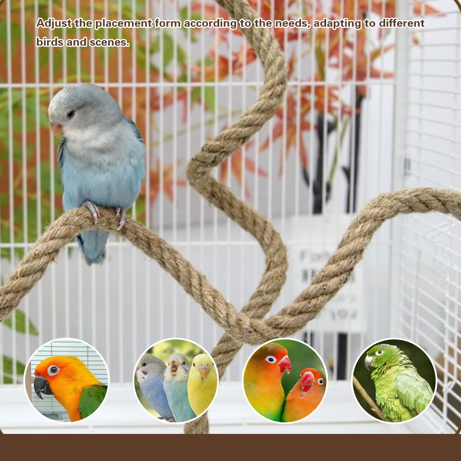 DINTSTYLE 41.33-inch bird rope perch enables extended play and exercise.