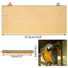 DIRBUY natural wood flat perch close-up highlighting warm texture and chew-friendly surface.