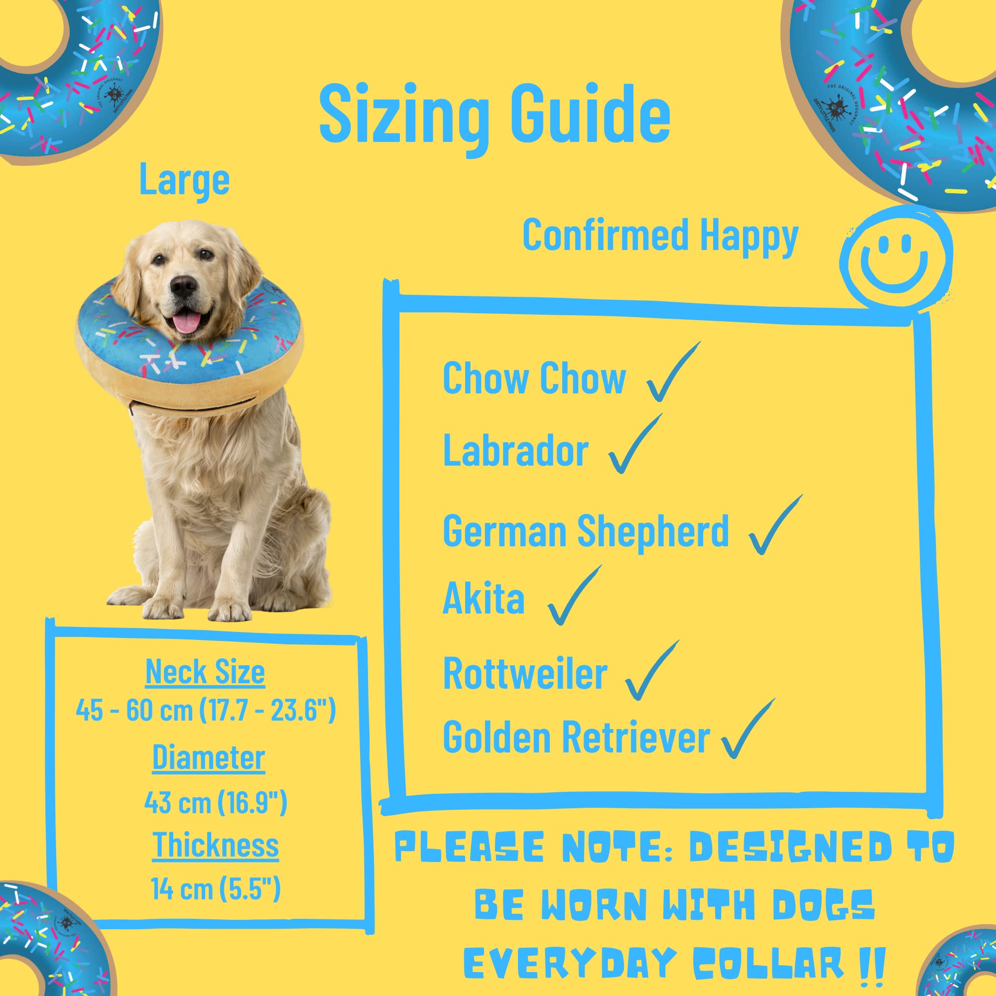 Dirty Little Paws inflatable dog collar in blue shows comfortable, mess-free design.