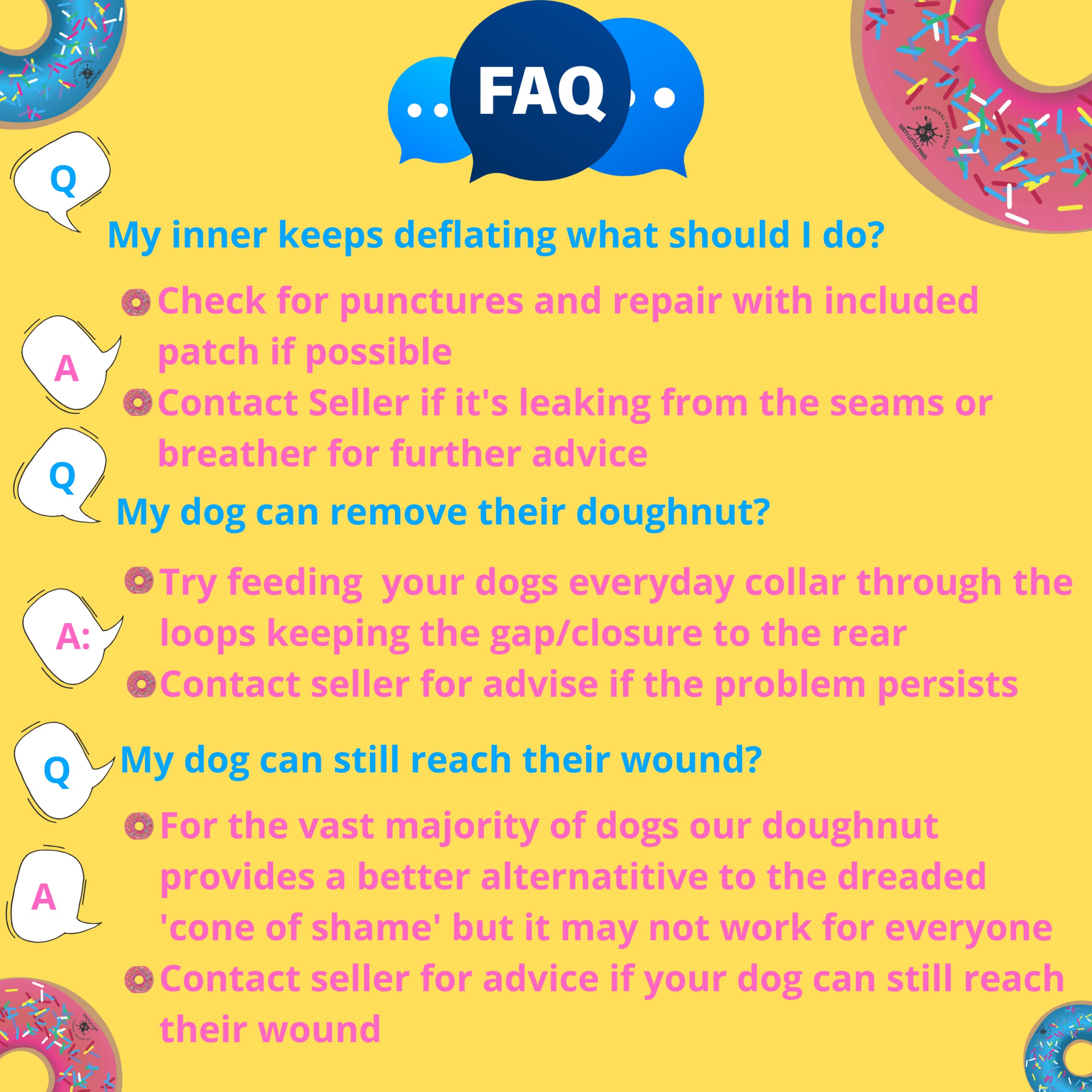 Dirty Little Paws blue dog donut collar allows eating and drinking with ease.